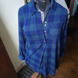 Soft Surroundings Mad about Plaid 1/4 button tunic